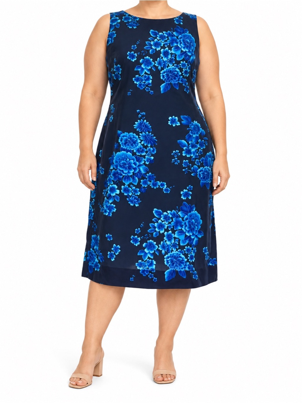 Studio I Women’s Blue Floral Sleeveless Dress | Size 22W